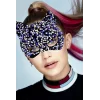 Siyah Kadife Mor Beyaz Pullu Parti Maskesi