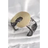 Siyah Mermer Desen Akrilik Plastik Gold Nal Model Plaka Vintage Kadın Bilezik