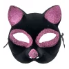 Siyah Renk Pembe Simli Kedi Maskesi