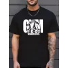 Sporda Günlük Hayata Giyilebilir GYM Baskılı Oversize Bisiklet Yaka Erkek T-shirt - Siyah