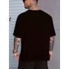 Sporda Günlük Hayata Giyilebilir GYM Baskılı Oversize Bisiklet Yaka Erkek T-shirt - Siyah