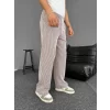 Su Yolu Çizgili Cepli Pantalon - Kahverengi