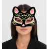 Süet Pembe Sarı Kedi Maskesi