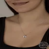 Luz&Pos Swarovski Crystal Taşlı Çerçeveli Gümüş Kadın Kolye