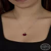 Luz&Pos Swarovski Crystal Taşlı Fuşya Papatya Gümüş Kadın Kolye
