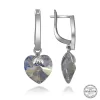 Luz&Pos Swarovski Crystal Taşlı Gümüş Beyaz Kalp Sallantılı Kadın Küpe