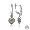 Luz&Pos Swarovski Crystal Taşlı Gümüş Beyaz Kalp Sallantılı Kadın Küpe