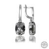 Luz&Pos Swarovski Crystal Taşlı Gümüş Beyaz Oval Sallantılı Kadın Küpe