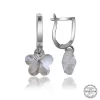 Luz&Pos Swarovski Crystal Taşlı Gümüş Beyaz Papatya Sallantılı Kadın Küpe