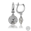 Luz&Pos Swarovski Crystal Taşlı Gümüş Beyaz Sallantılı Kadın Küpe