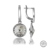 Luz&Pos Swarovski Crystal Taşlı Gümüş Beyaz Sallantılı Kadın Küpe