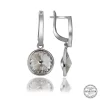 Luz&Pos Swarovski Crystal Taşlı Gümüş Beyaz Sallantılı Kadın Küpe