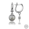 Luz&Pos Swarovski Crystal Taşlı Gümüş Beyaz Sallantılı Kadın Küpe