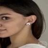 Luz&Pos Swarovski Crystal Taşlı Gümüş Çivili Kadın Küpe