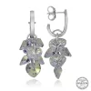 Luz&Pos Swarovski Crystal Taşlı Gümüş Kalp Salkım Sallantılı Çivili Kadın Küpe