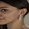 Luz&Pos Swarovski Crystal Taşlı Gümüş Kalp Salkım Sallantılı Çivili Kadın Küpe