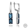Luz&Pos Swarovski Crystal Taşlı Gümüş Mavi Baget Sallantılı Kadın Küpe