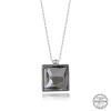 Luz&Pos Swarovski Crystal Taşlı Kare Gümüş Kadın Kolye