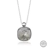 Luz&Pos Swarovski Crystal Taşlı Kare Gümüş Kadın Kolye