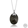 Luz&Pos Swarovski Crystal Taşlı Oval Gümüş Kadın Kolye