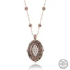 Luz&Pos Swarovski Crystal Taşlı Rose Top Zincir Oval Gümüş Kadın Kolye