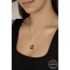 Luz&Pos Swarovski Crystal Taşlı Rose Top Zincir Siyah Elmas Gümüş Kadın Kolye