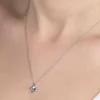 Luz&Pos Swarovski Taşlı Gümüş Dörtgen Bayan Kolye