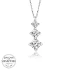 Luz&Pos Swarovski Taşlı Gümüş Üçtaş Tektaş Bayan Kolye