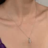Luz&Pos Swarovski Taşlı Gümüş Üçtaş Tektaş Bayan Kolye