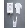 Luz&Pos Taçlı Prensesim Nakışlı  10lu Zıbın Takımı Hastane Çıkışı Ekru
