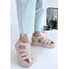 Toten Bej Cilt Kemerli Sandalet