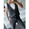 Luz&Pos Triko Kolsuz Düğmeli Yelek - Siyah