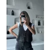 Luz&Pos Triko Kolsuz Düğmeli Yelek - Siyah