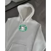 Luz&Pos Üç İplik Penye Uzun Kol Kapüşonlu Sweatshirt - Beyaz