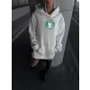 Luz&Pos Üç İplik Penye Uzun Kol Kapüşonlu Sweatshirt - Beyaz