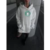 Luz&Pos Üç İplik Penye Uzun Kol Kapüşonlu Sweatshirt - Beyaz