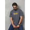 Unisex Basic Bisiklet Yaka Oversize T-Shirt - Füme
