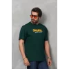 Unisex Basic Bisiklet Yaka Oversize T-Shirt - Yeşil