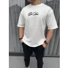 Unisex Baskılı Oversize T-Shirt - Beyaz