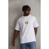 Unisex Baskılı Oversize T-Shirt - Beyaz