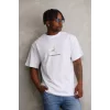 Luz&Pos Unisex Baskılı Oversize T-shirt - Beyaz