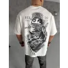 Unisex Baskılı Oversize T-Shirt - Beyaz