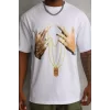 Unisex Baskılı Oversize T-Shirt - Beyaz