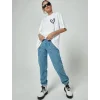 Unisex Baskılı Oversize T-Shirt - Beyaz