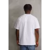 Luz&Pos Unisex Baskılı Oversize T-shirt - Beyaz