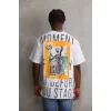 Unisex Baskılı Oversize T-Shirt - Beyaz