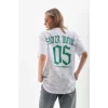 Luz&Pos Unisex Baskılı Oversize T-shirt - Beyaz