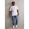 Luz&Pos Unisex Baskılı Oversize T-shirt - Beyaz
