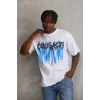 Unisex Baskılı Oversize T-Shirt - Beyaz