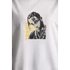 Luz&Pos Unisex Baskılı Oversize T-shirt - Beyaz